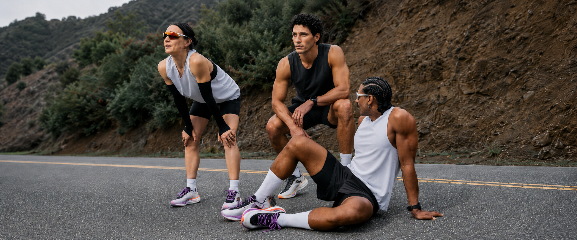 Trail running team on a mountain road Interactive Sport European running brand distribution